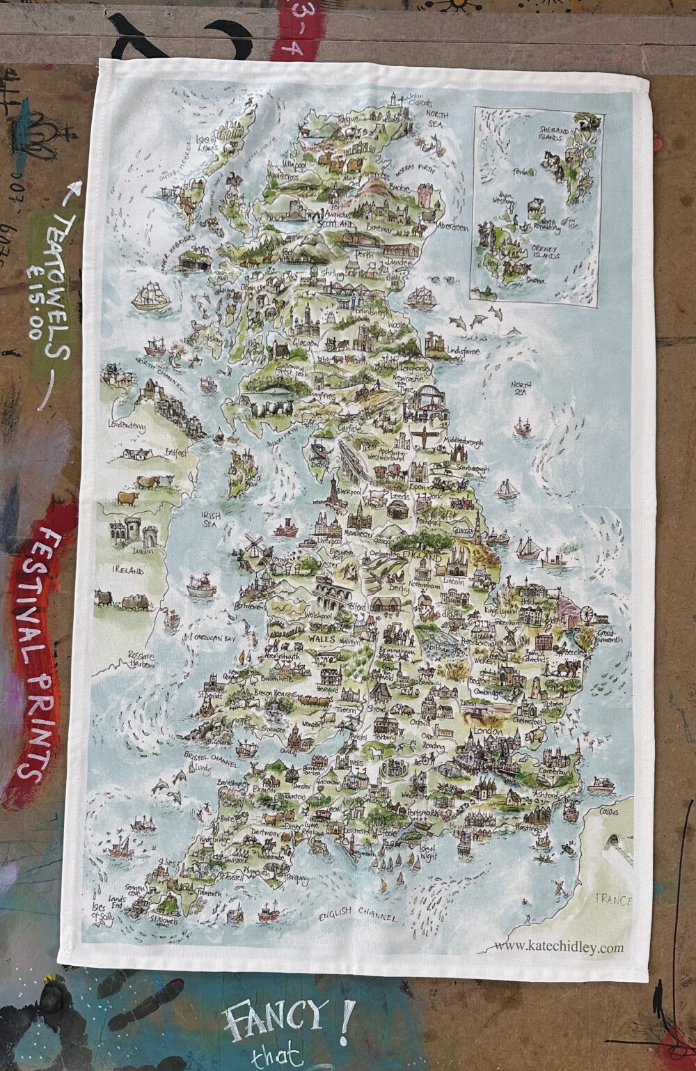 Illustrated England  ~ Fancy Tea Towel