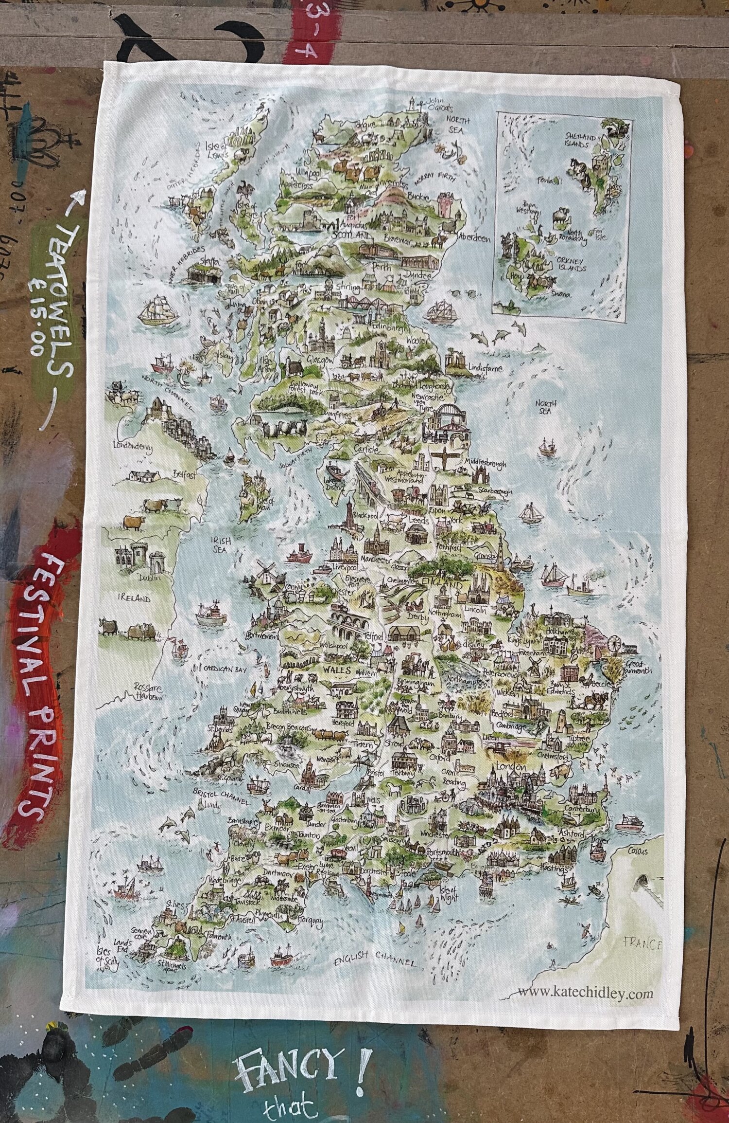 Illustrated England  ~ Fancy Tea Towel